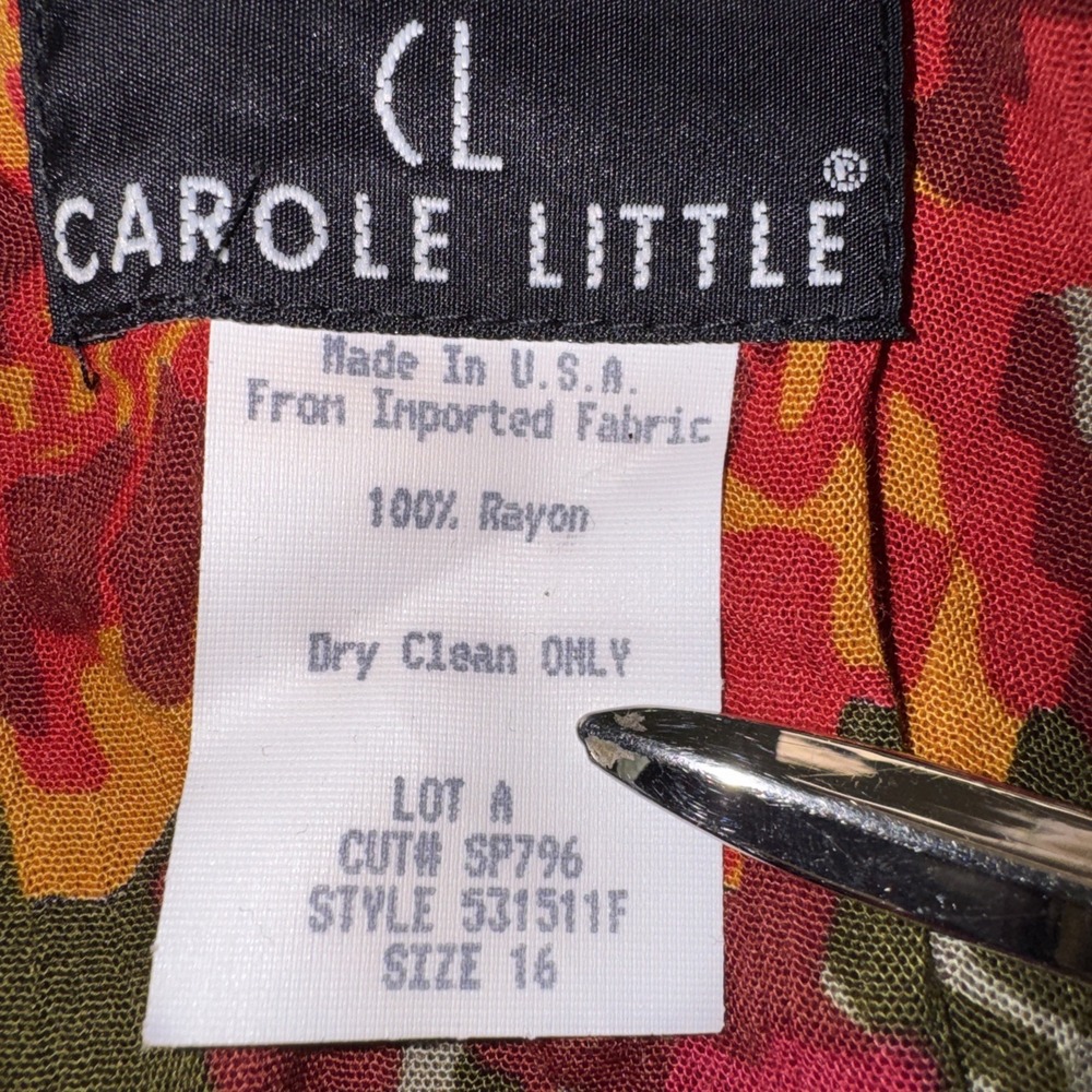 Vtg CAROLE LITTLE Mixed Media Patchwork Blazer Jacket 16 Boho Artsy 90s - Picture 5 of 5